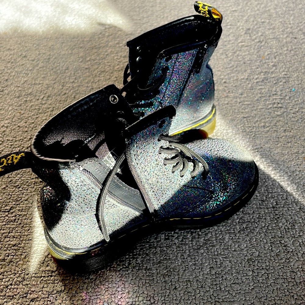 Girls Dr. Martens. Iridescent and black.
